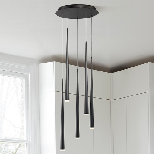 Modern Forms by WAC Lighting Cascade 5-Light LED Linear Pendant in Black by Modern Forms PD-41805R-BK