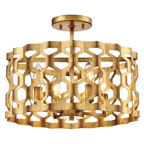 Coronade Pandora Gold Leaf Semi-Flush Mount by Metropolitan Lighting