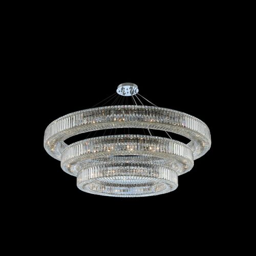 Rondelle 60-Inch 3-Tier Pendant in Polished Chrome by Allegri Crystal