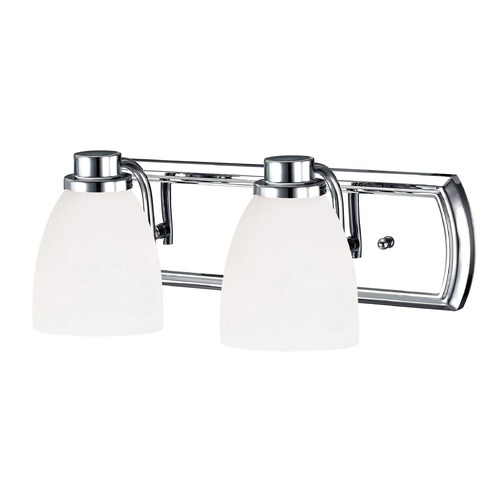 Design Classics Lighting 2-Light Bathroom Light in Chrome with White Bell Glass 1202-26 GL1028MB