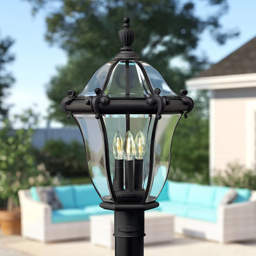 Hinkley Post Light with Clear Glass in Museum Black by Hinkley Lighting 2441MB