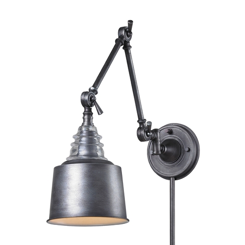 Elk Lighting Swing Arm Lamp in Weathered Zinc Finish 66825-1