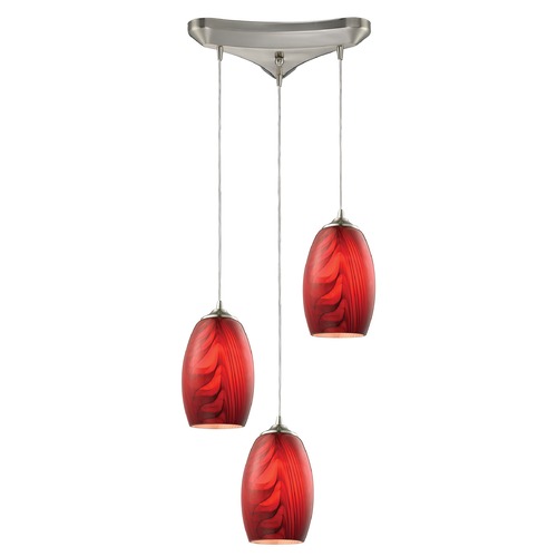 Elk Lighting Elk Lighting Tidewaters Satin Nickel Multi-Light Pendant with Bowl / Dome Shade 31610/3