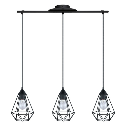 Eglo Lighting Eglo Tarbes Matte Black Multi-Light Pendant with Bowl / Dome Shade 94189A