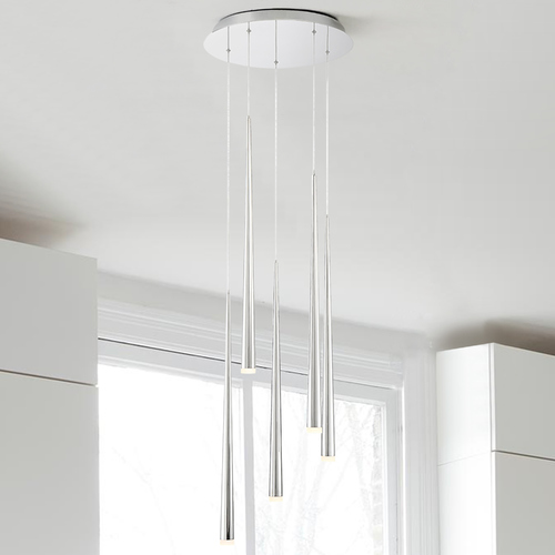 Cascade 5-Light LED Pendant in Polished Nickel by Modern Forms