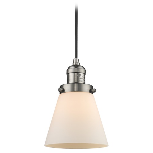 Innovations Lighting Innovations Lighting Small Cone Brushed Satin Nickel Mini-Pendant Light with Conical Shade 201C-SN-G61