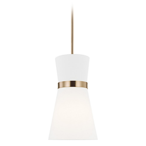 Visual Comfort Studio Collection Clark Satin Brass Mini-Pendant Light with Conical Shade