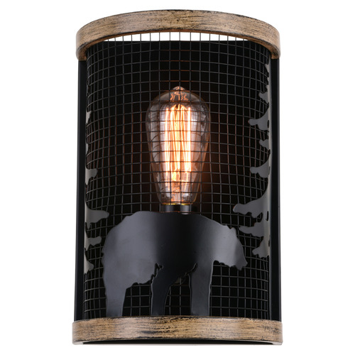 Vaxcel Lighting Kodiak Black & Burnished Teak Sconce