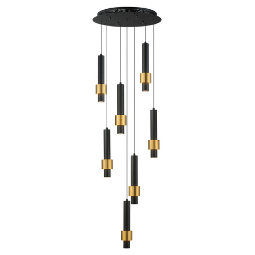 ET2 Lighting Reveal Black & Gold LED Multi-Light Pendant by ET2 Lighting E24757-BKGLD