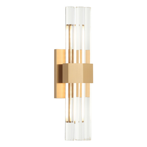 Matteo Lighting Krustallos Aged Gold Brass LED Vertical Bathroom Light