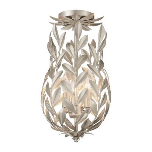 Broche 3-Light Semi Flush in Antique Silver by Crystorama Lighting