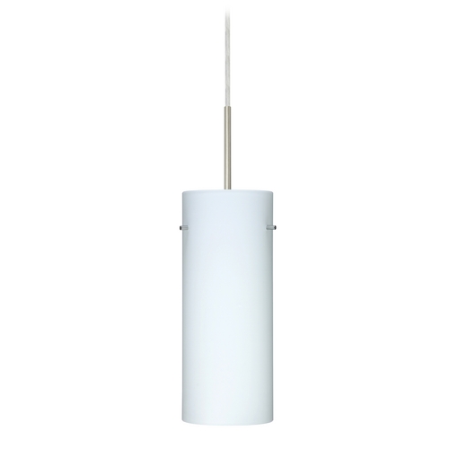 Modern Pendant Light White Glass Satin Nickel by Besa Lighting