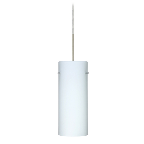 Besa Lighting Modern Pendant Light White Glass Satin Nickel by Besa Lighting 1JT-412307-SN