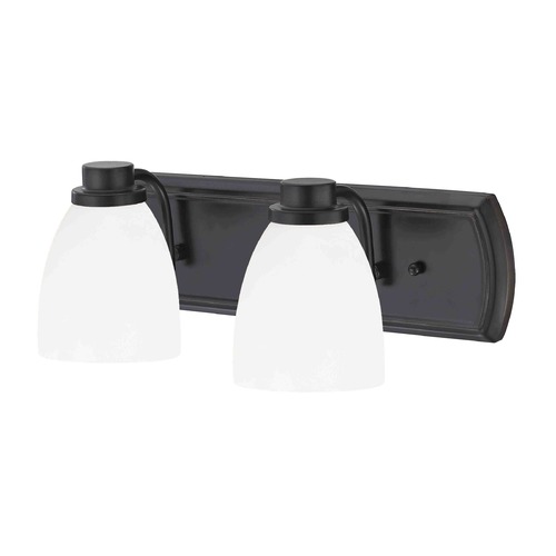 2-Light Bath Bar in Bronze with White Bell Glass