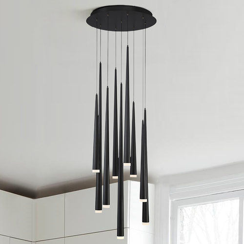 Modern Forms by WAC Lighting Cascade 9-Light LED Pendant in Black by Modern Forms PD-41809R-BK
