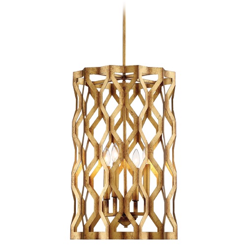 Metropolitan Lighting Coronade Pandora Gold Leaf Pendant Light with Cylindrical Shade N6774-293