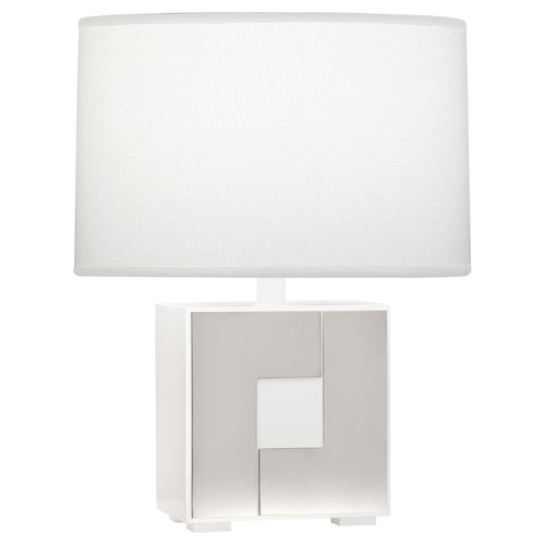 Robert Abbey Lighting Blox White Enamel with Polished Nickel Table Lamp by Robert Abbey WH578