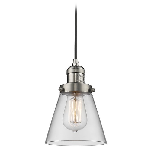 Innovations Lighting Innovations Lighting Small Cone Brushed Satin Nickel Mini-Pendant Light with Conical Shade 201C-SN-G62