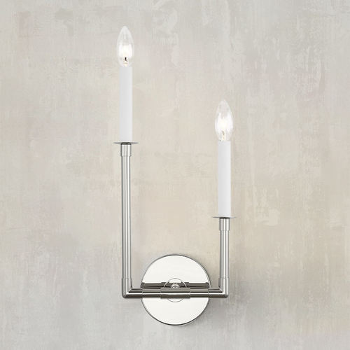 Visual Comfort Studio Collection Chapman & Meyers Bayview Double Left Sconce in Polished Nickel by Visual Comfort Studio CW1102PN