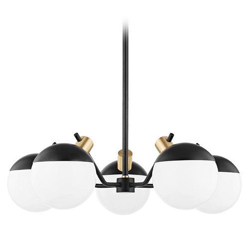 Mitzi Taylor Brass and Black 5-Light Chandelier