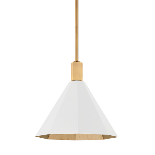 Huntley 15-Inch Pendant in Patina Brass & Soft White by Troy Lighting