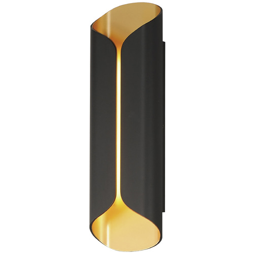 Folio Black & Gold LED Outdoor Wall Light by ET2 Lighting