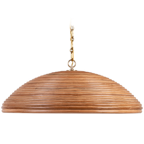 Linnea Hand-Rubbed Antique Brass Natural Ribbon Glass Large Chandelier