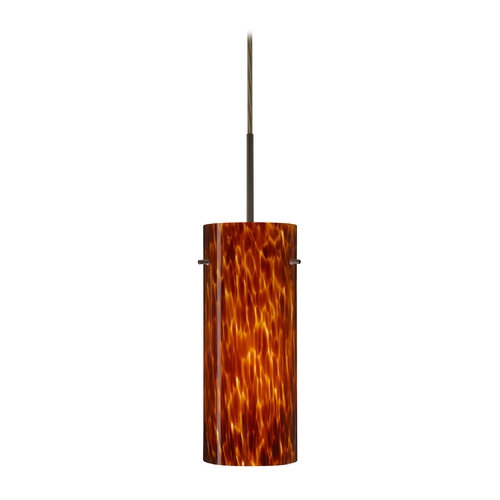 Modern Pendant Light Amber Glass Bronze by Besa Lighting