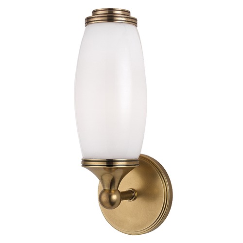 Hudson Valley Lighting Brooke Wall Sconce in Aged Brass with White Glass by Hudson Valley Lighting 1681-AGB