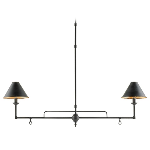 Currey and Company Lighting Prosperity Linear Chandelier in French Black/Gold Leaf by Currey & Co 9000-0114