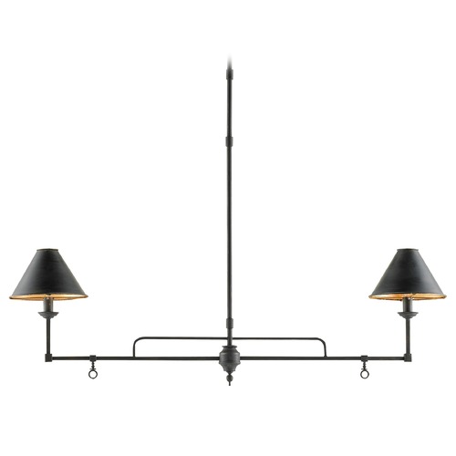 Prosperity Linear Chandelier in French Black/Gold Leaf by Currey & Co