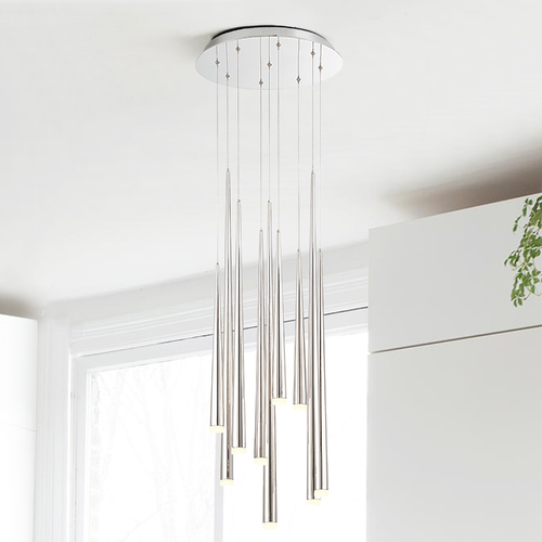 Modern Forms by WAC Lighting Cascade 9-Light LED Pendant in Polished Nickel by Modern Forms PD-41809R-PN