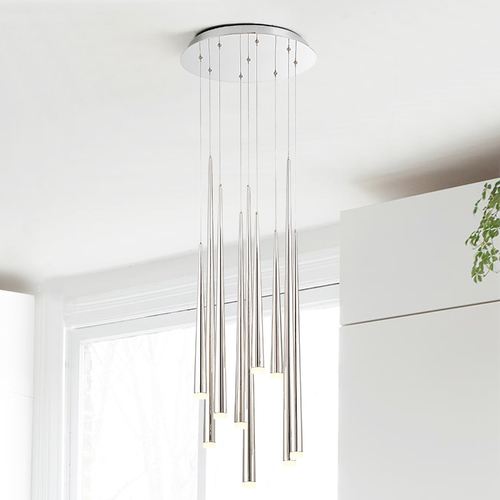 Cascade 9-Light LED Pendant in Polished Nickel by Modern Forms