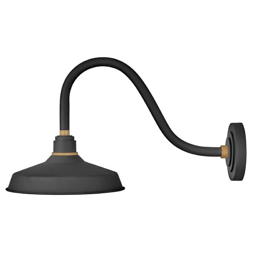 Hinkley Foundry 12-Inch Wide Textured Black & Brass Barn Light by Hinkley Lighting 10342TK