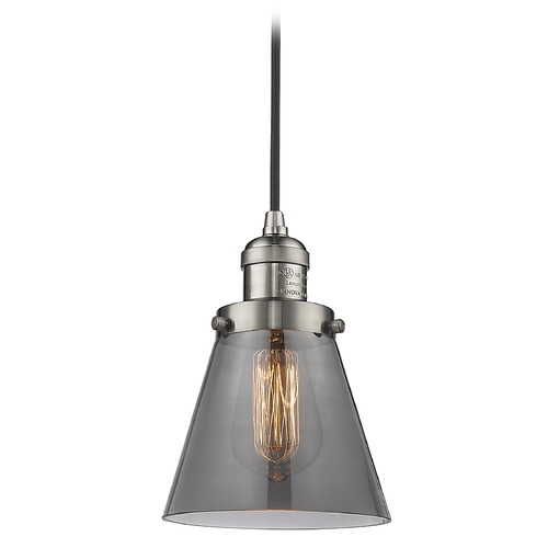 Innovations Lighting Innovations Lighting Small Cone Brushed Satin Nickel Mini-Pendant Light with Conical Shade 201C-SN-G63