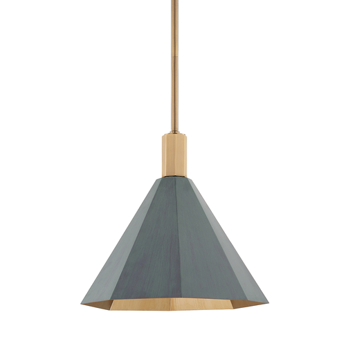 Huntley 15-Inch Pendant in Patina Brass & Verde by Troy Lighting