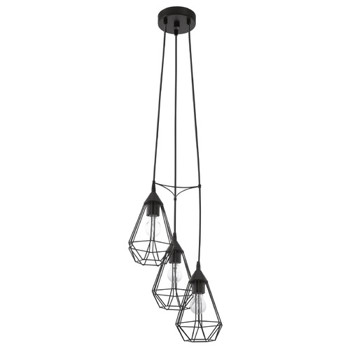 Eglo Lighting Eglo Tarbes Matte Black Multi-Light Pendant with Bowl / Dome Shade 94191A