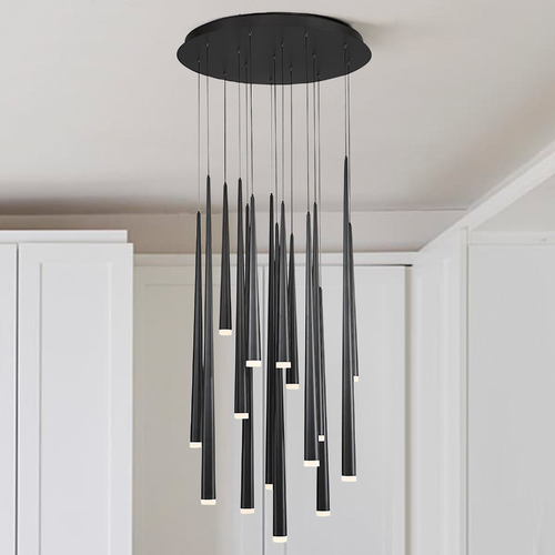 Modern Forms by WAC Lighting Cascade 15-Light LED Pendant in Black by Modern Forms PD-41815R-BK