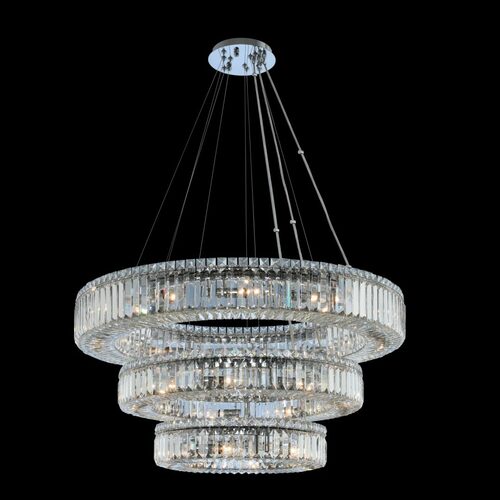 Rondelle 36-Inch 3-Tier Pendant in Polished Chrome by Allegri Crystal