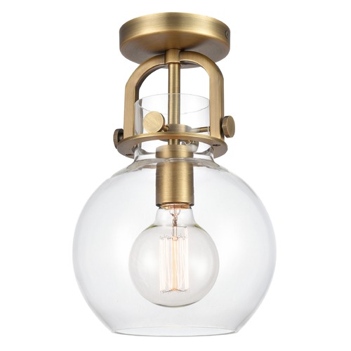 Innovations Lighting Innovations Lighting Newton Brushed Brass LED Semi-Flushmount Light 410-1F-BB-8CL-LED