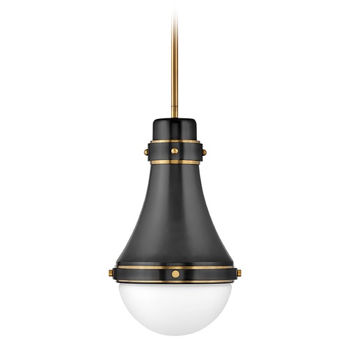 Oliver Small Pendant in Black & Heritage Brass by Hinkley Lighting