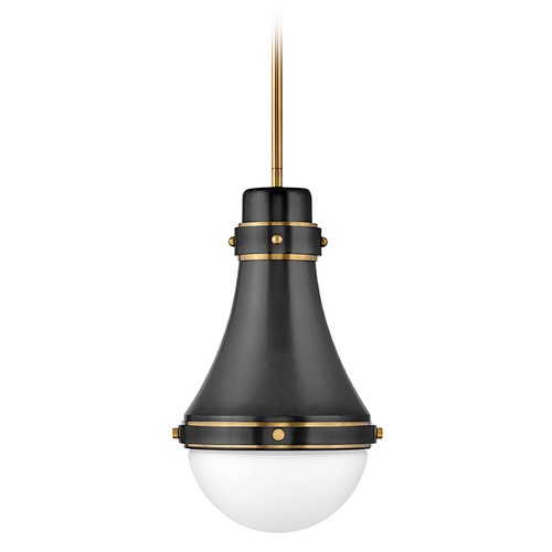 Hinkley Oliver Small Pendant in Black & Heritage Brass by Hinkley Lighting 39057BK