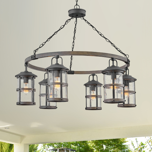 Lakehouse 42-Inch Aged Zinc LED Outdoor Chandelier by Hinkley Lighting