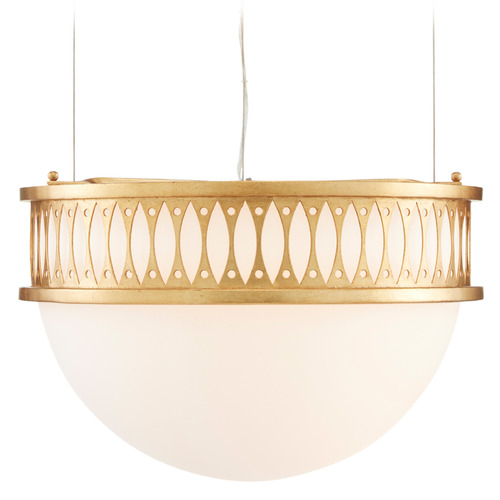 Currey and Company Lighting Currey and Company Lola Contemporary Gold Leaf & Painted Gold Pendant Light with Bowl / Dome Shade 9000-0834