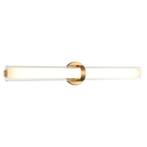 Satchie Aged Gold Brass LED Vertical Bathroom Light by Matteo Lighting
