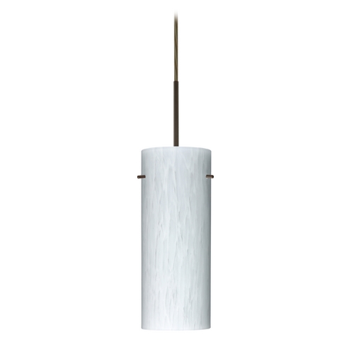 Besa Lighting Modern Pendant Light White Glass Bronze by Besa Lighting 1JT-412319-BR