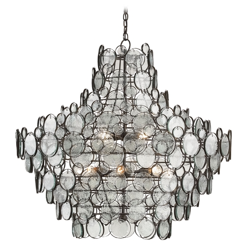 Galahad Chandelier in Bronze with Recycled Glass by Currey & Company