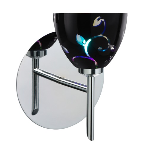 Besa Lighting Divi Black Glass Chrome LED Sconce