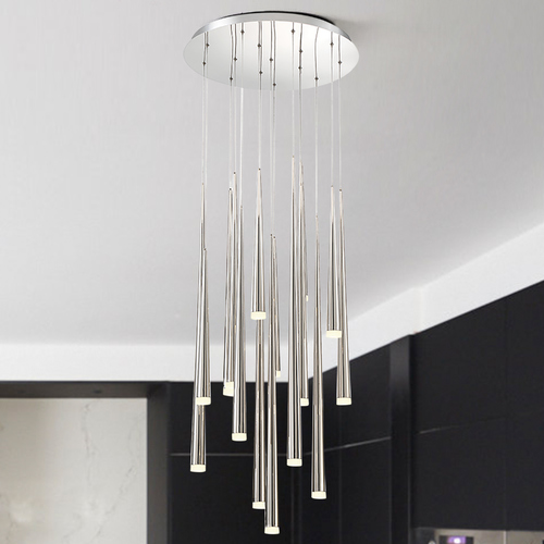 Modern Forms by WAC Lighting Cascade 15-Light LED Pendant in Polished Nickel by Modern Forms PD-41815R-PN