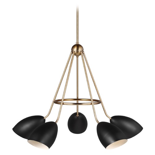 Visual Comfort Studio Collection Summer 5-Light Modern Midnight Black & Satin Brass Chandelier by Visual Comfort Studio 3175905-112